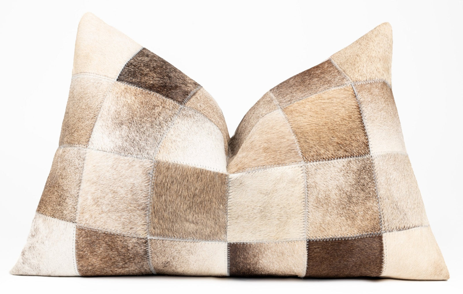 Canvello Genuine Cowhide Leather Decorative Throw Pillows - Handmade Patchwork Boho Accent Pillows For Sofa, Couch, Bed, Chair - Western Southwestern Farmhouse Pillow Covers With Feather Down Insert Included