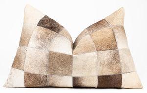 Canvello Genuine Cowhide Leather Decorative Throw Pillows - Handmade Patchwork Boho Accent Pillows For Sofa, Couch, Bed, Chair - Western Southwestern Farmhouse Pillow Covers With Feather Down Insert Included
