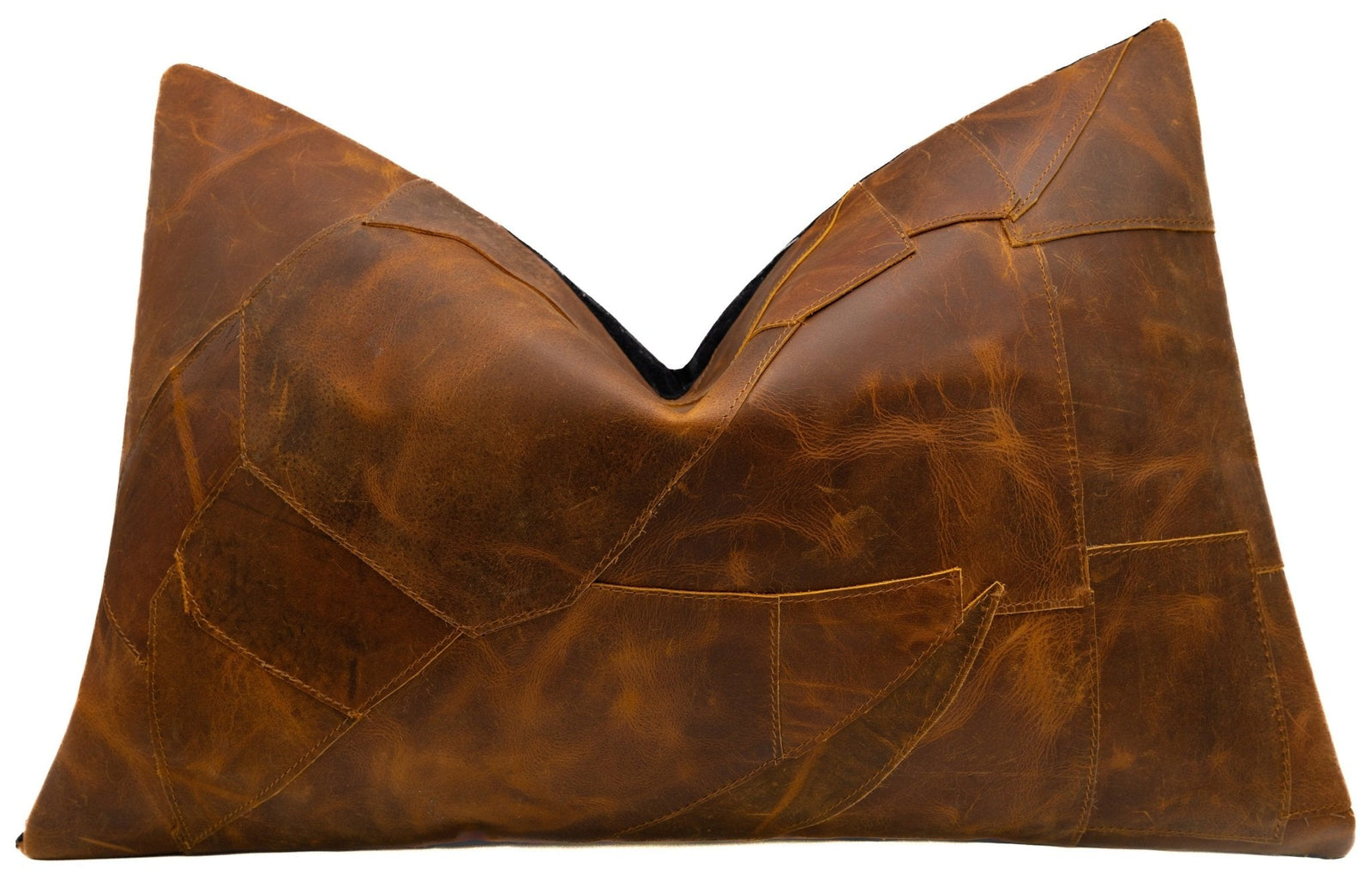 Canvello Genuine Cowhide Leather Decorative Throw Pillows - Handmade Patchwork Boho Accent Pillows For Sofa, Couch, Bed, Chair - Western Southwestern Farmhouse Pillow Covers With Feather Down Insert Included)