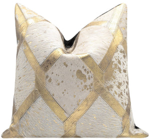 Canvello Genuine Cowhide Leather Decorative Throw Pillows - Handmade Patchwork Boho Accent Pillows For Sofa, Couch, Bed, Chair - Western Southwestern Farmhouse Pillow Covers With Feather Down Insert Included)