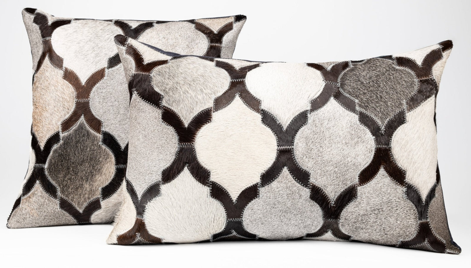 Canvello Genuine Cowhide Leather Decorative Throw Pillows - Handmade Patchwork Boho Accent Pillows For Sofa, Couch, Bed, Chair - Western Southwestern Farmhouse Pillow Covers With Feather Down Insert Included