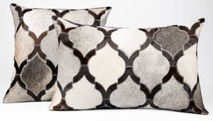 Canvello Genuine Cowhide Leather Decorative Throw Pillows - Handmade Patchwork Boho Accent Pillows For Sofa, Couch, Bed, Chair - Western Southwestern Farmhouse Pillow Covers With Feather Down Insert Included