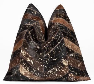 Canvello Genuine Cowhide Leather Decorative Throw Pillows - Handmade Patchwork Boho Accent Pillows For Sofa, Couch, Bed, Chair - Western Southwestern Farmhouse Pillow Covers With Feather Down Insert Included