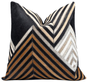 Canvello Genuine Cowhide Leather Decorative Throw Pillows - Handmade Patchwork Boho Accent Pillows For Sofa, Couch, Bed, Chair - Western Southwestern Farmhouse Pillow Covers With Feather Down Insert Included)