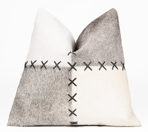 Canvello Genuine Cowhide Leather Decorative Throw Pillows - Handmade Patchwork Boho Accent Pillows For Sofa, Couch, Bed, Chair - Western Southwestern Farmhouse Pillow Covers With Feather Down Insert Included