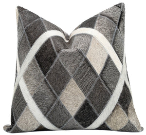 Canvello Genuine Cowhide Leather Decorative Throw Pillows - Handmade Patchwork Boho Accent Pillows For Sofa, Couch, Bed, Chair - Western Southwestern Farmhouse Pillow Covers With Feather Down Insert Included)
