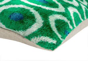 Canvello Green Blue  Handmade 16x16 Silk Velvet Pillow, Organic Veg Dyed, Down/Feather Filled