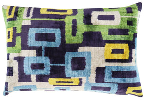 Canvello Green Blue  Handmade 16x24 Silk Velvet Pillow, Organic Veg Dyed, Down/Feather Filled