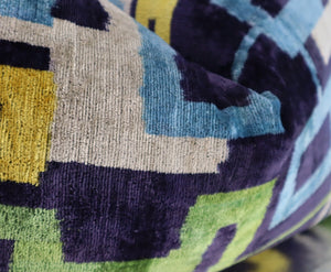 Canvello Green Blue  Handmade 16x24 Silk Velvet Pillow, Organic Veg Dyed, Down/Feather Filled
