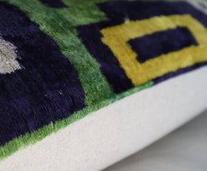 Canvello Green Blue  Handmade 16x24 Silk Velvet Pillow, Organic Veg Dyed, Down/Feather Filled