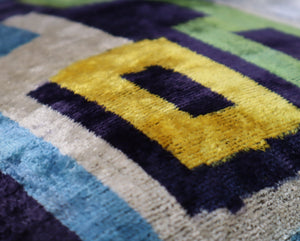 Canvello Green Blue  Handmade 16x24 Silk Velvet Pillow, Organic Veg Dyed, Down/Feather Filled