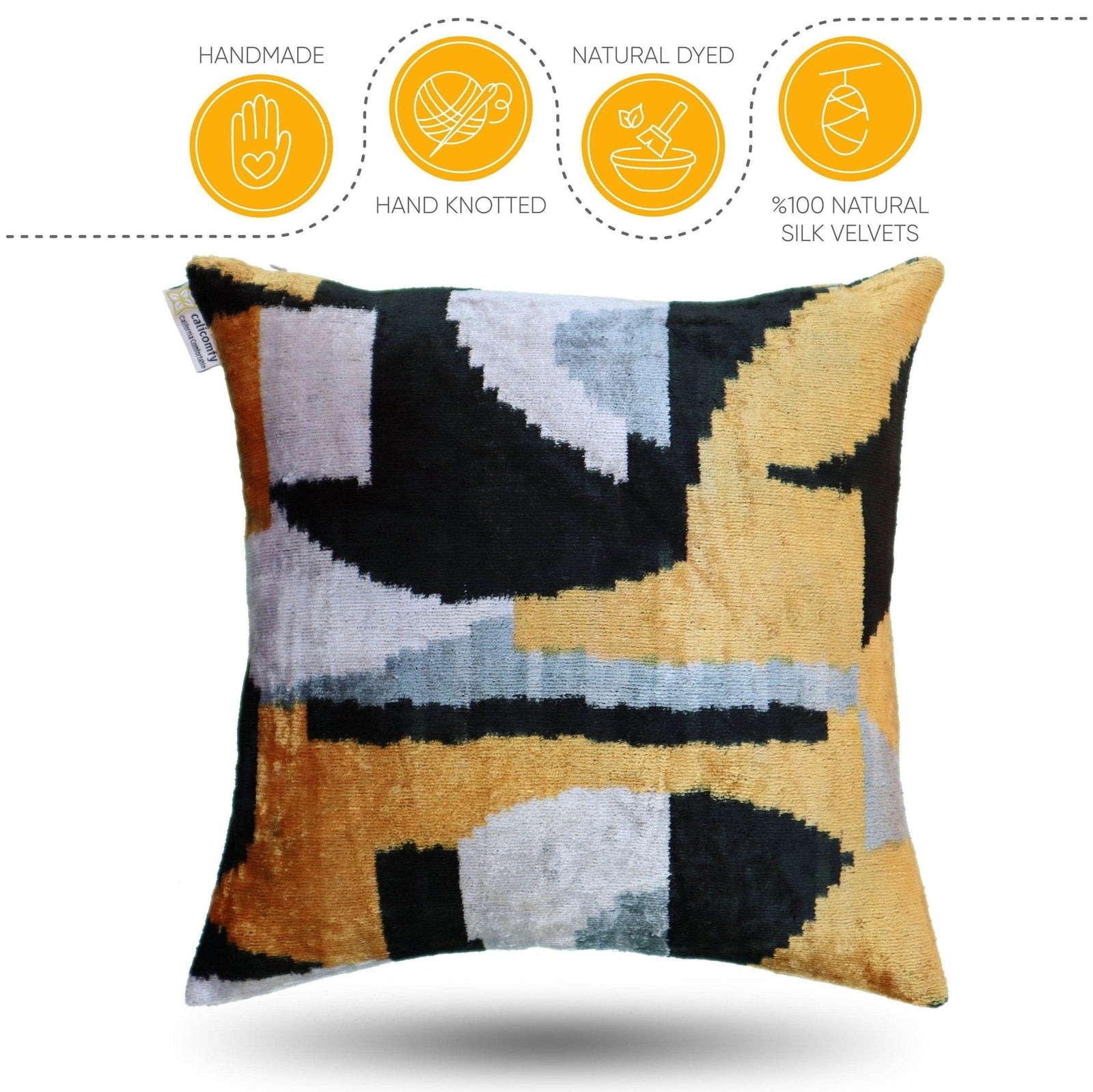 Canvello Handmade Black And Gold Throw Pillows | 18x18