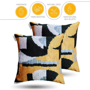 Canvello Handmade Black And Yellow Pillows - 18x18 | Set of 2 |