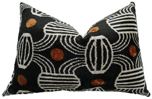 Canvello Black & Copper Silk Velvet Pillow 16x24 Handmade Luxury Lumbar Cushion