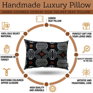 Canvello Black & Copper Silk Velvet Pillow 16x24 Handmade Luxury Lumbar Cushion