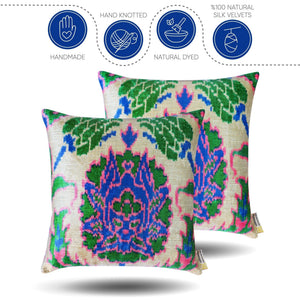 Canvello Handmade Blue And Green Pillow - 18x18 |Pack of 2|