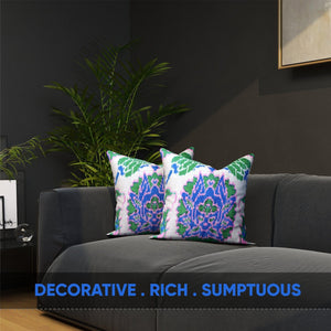 Canvello Handmade Blue And Green Pillow - 18x18 |Pack of 2|