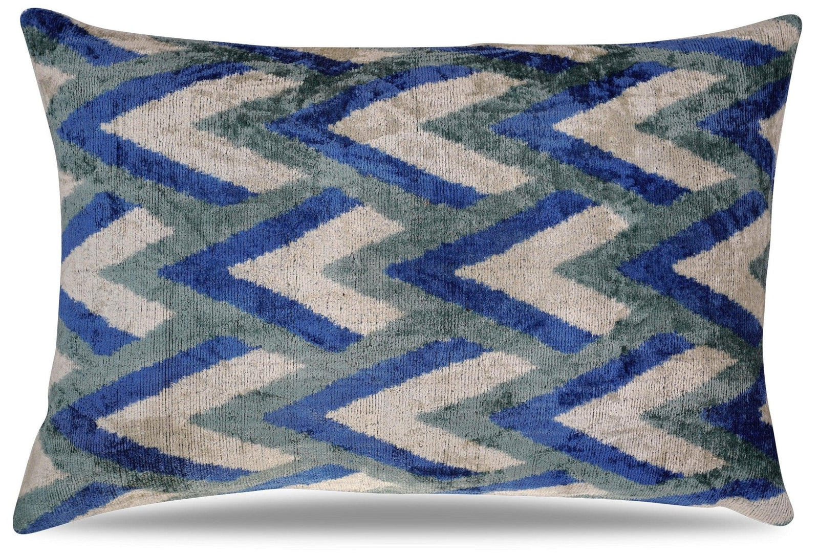 Canvello Handmade Blue Gray Silver Chevron Throw Pillows - 24x16