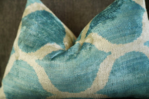 Canvello Handmade Blue Velvet Lumbar Pillow For Sofa - 16x24 in