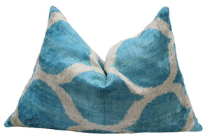 Canvello Handmade Blue Velvet Lumbar Pillow For Sofa - 16x24 in