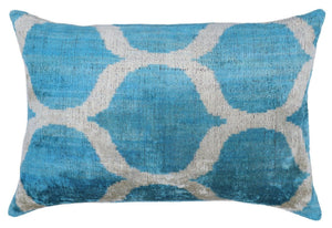 Canvello Handmade Blue Velvet Lumbar Pillow For Sofa - 16x24 in