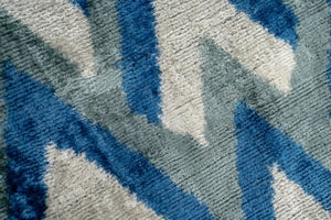 Canvello Handmade Chevron Velvet Throw Pillow in Blue and Grey - Ideal for Modern and Coastal Decor - 24x16 in