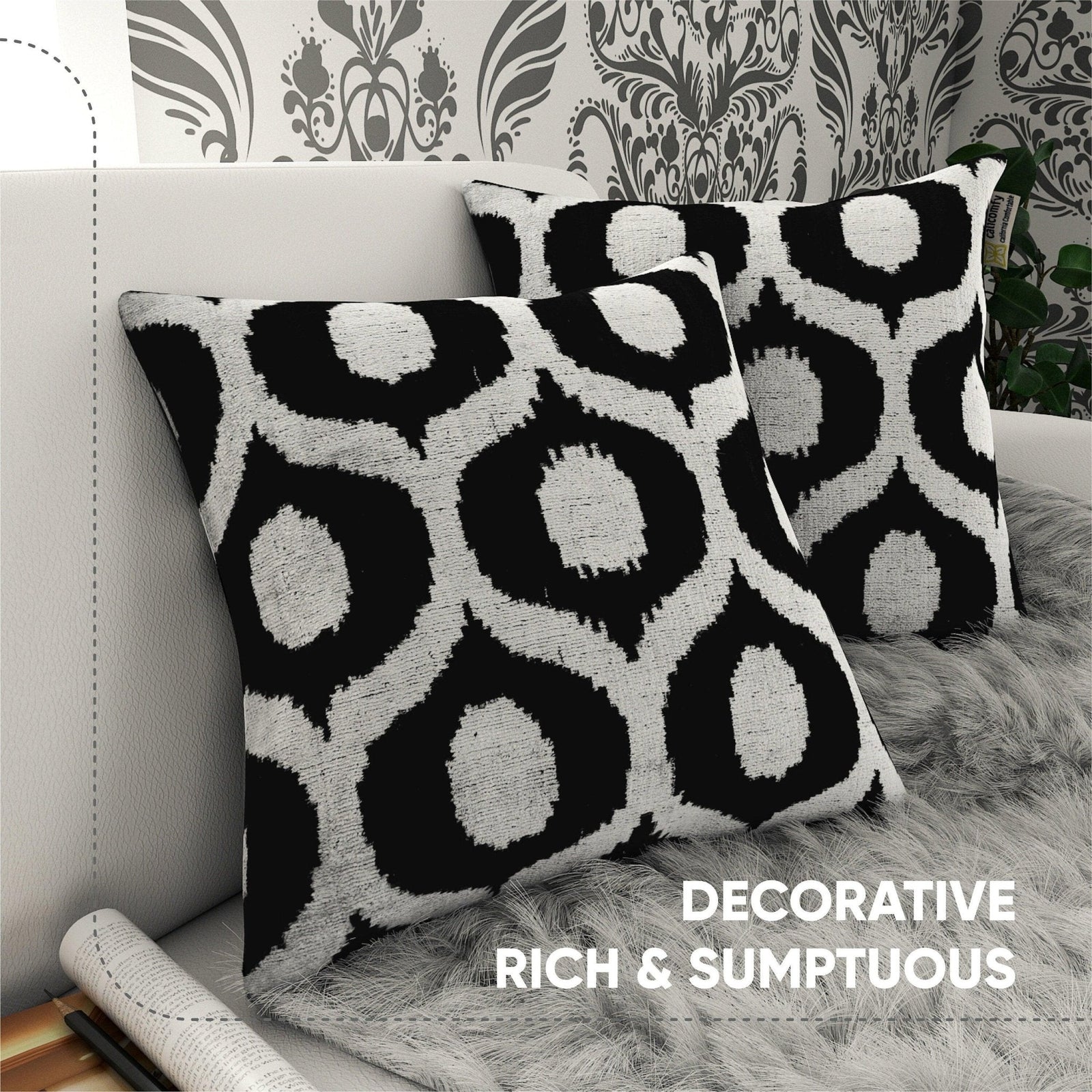 Canvello Handmade Decorative Black and White Pillows - 18x18 in
