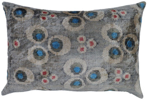 Canvello Handmade Gray Blue Velvet Throw Pillows - 16X24 in