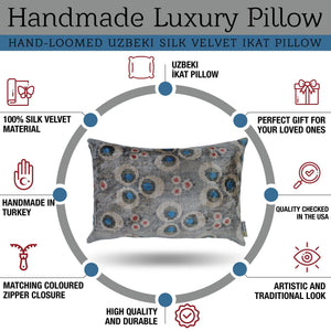 Canvello Handmade Gray Blue Velvet Throw Pillows - 16X24 in