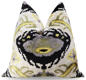Canvello Handmade Gray Ivory Gold Velvet Throw Pillows - 20x20