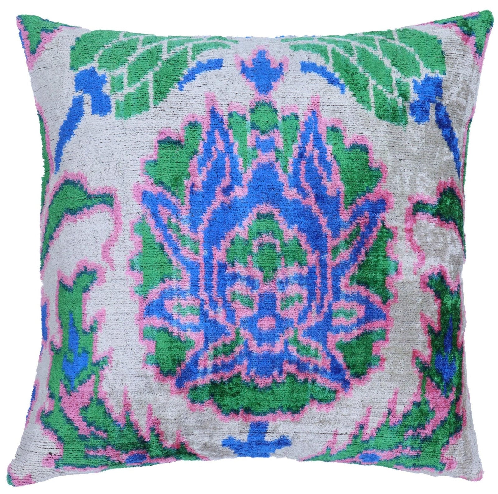 Canvello Handmade Green Blue Velvet Throw Pillow - 20x20