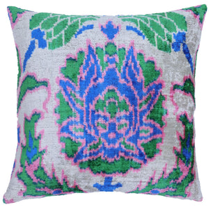 Canvello Handmade Green Blue Velvet Throw Pillow - 20x20