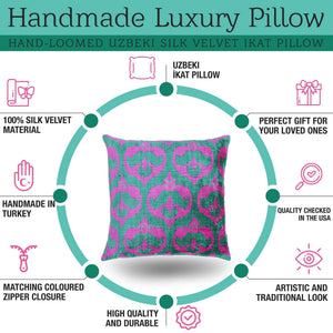 Canvello Handmade Green Pink Velvet Throw Pillow - 20x20