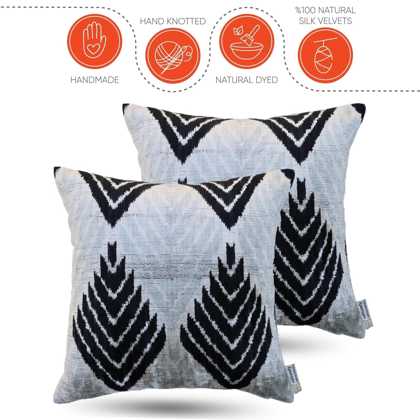 Canvello Handmade Luxury Black Silk Pillows - Set of 2 | 18x18 |