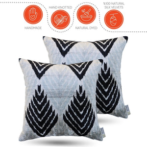 Canvello Handmade Luxury Black Silk Pillows - Set of 2 | 18x18 |