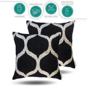 Canvello Handmade Luxury Black Square Pillow - Set of 2 |18x18|