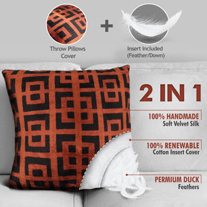 Canvello Handmade Luxury Brown Velvet Throw Pillow - 20x20
