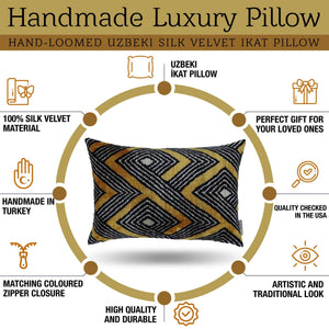 Canvello Handmade Luxury Gold Black Pillow with Down Insert - 16x24 in