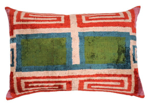 Canvello Handmade Luxury Green Pink Velvet Throw Pillows - 16"x24"