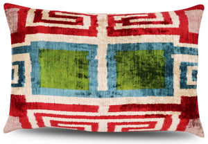 Canvello Handmade Luxury Green Pink Velvet Throw Pillows - 16"x24"