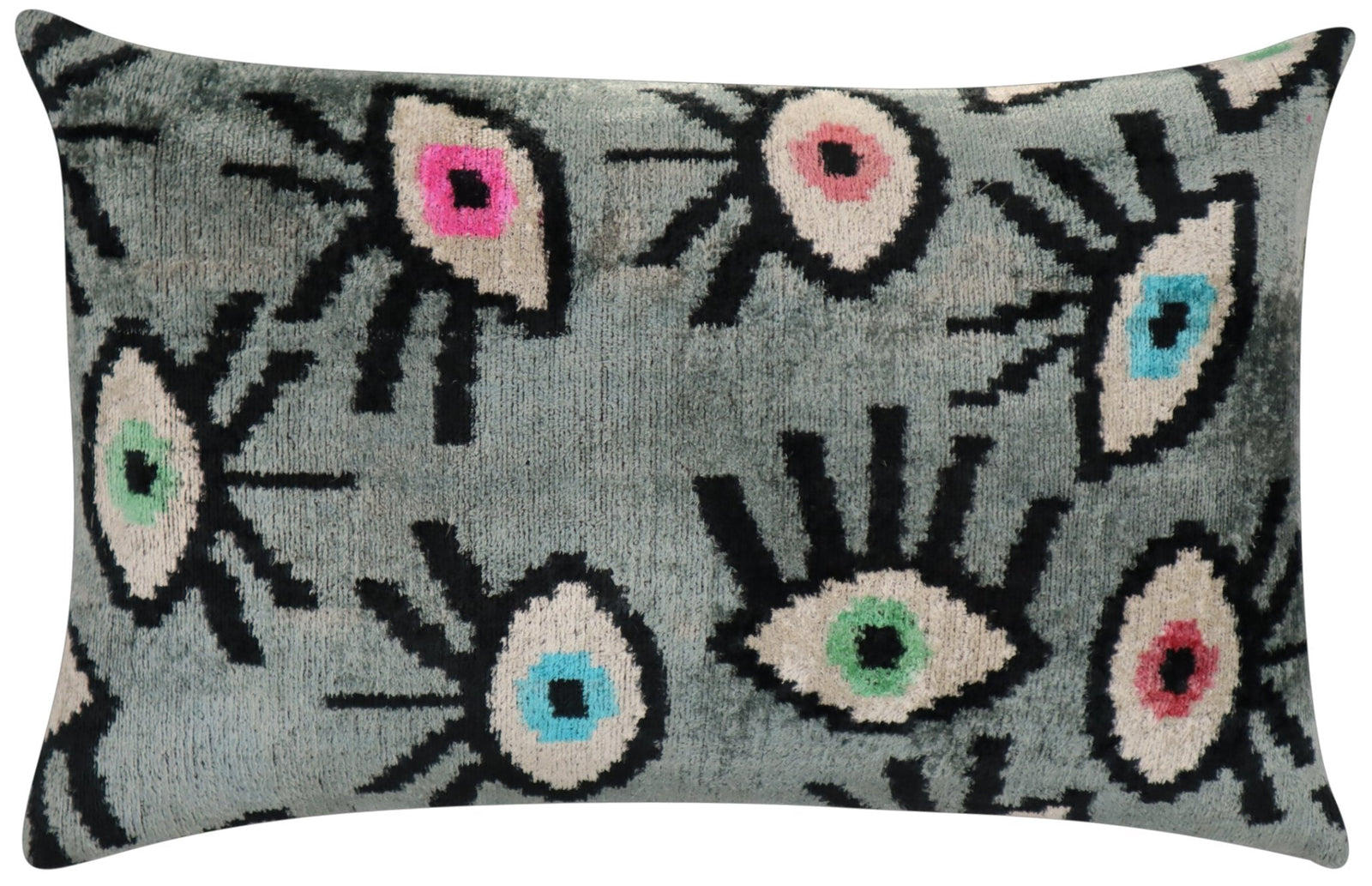 Canvello Handmade Luxury Handmade Velvet Silk Evil Eye Throw Pillow With Down Insert