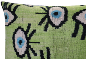 Canvello Handmade Luxury Handmade Velvet Silk Evil Eye Throw Pillow With Down Insert