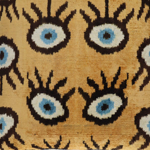 Canvello Handmade Luxury Handmade Velvet Silk Evil Eye Throw Pillow With Down Insert