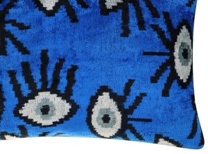 Canvello Handmade Luxury Handmade Velvet Silk Evil Eye Throw Pillow With Down Insert