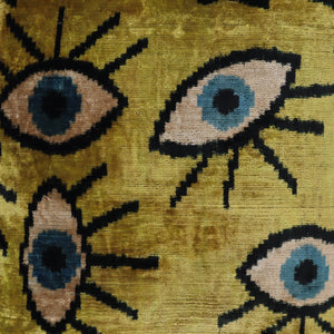 Canvello Handmade Luxury Handmade Velvet Silk Evil Eye Throw Pillow With Down Insert