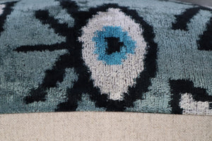 Canvello Handmade Luxury Handmade Velvet Silk Evil Eye Throw Pillow With Down Insert
