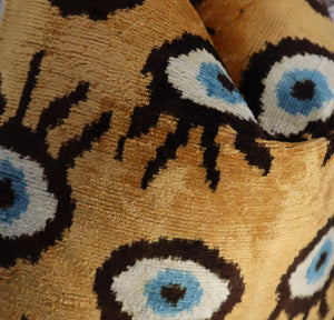Canvello Handmade Luxury Handmade Velvet Silk Evil Eye Throw Pillow With Down Insert