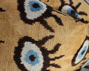 Canvello Handmade Luxury Handmade Velvet Silk Evil Eye Throw Pillow With Down Insert