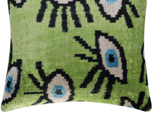 Canvello Handmade Luxury Handmade Velvet Silk Evil Eye Throw Pillow With Down Insert
