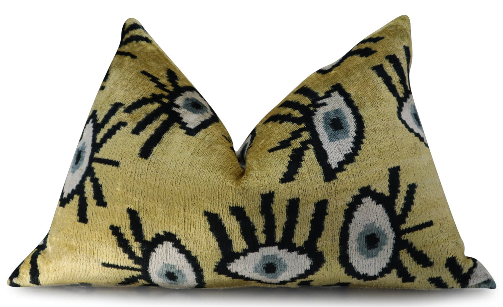 Canvello Handmade Luxury Handmade Velvet Silk Evil Eye Throw Pillow With Down Insert
